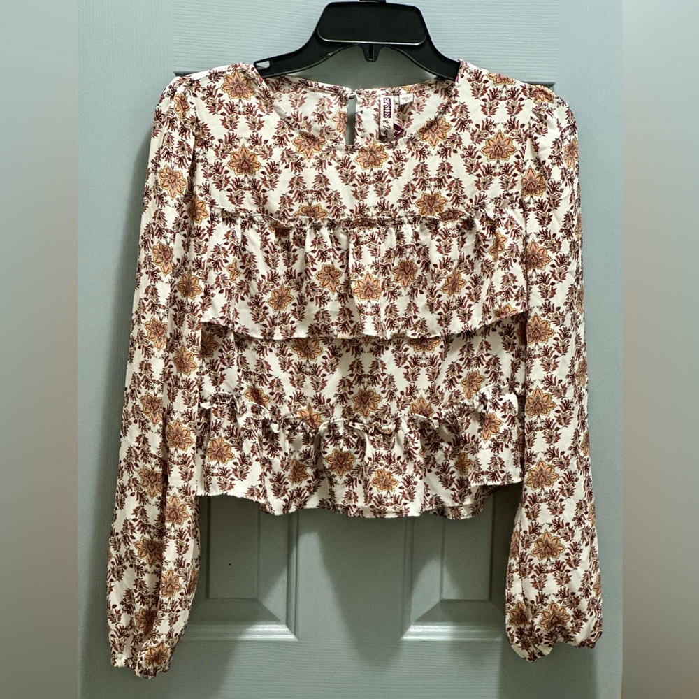 GYPSYIES & Moondust Layered Print Top with Back Keyhole, Size Small
